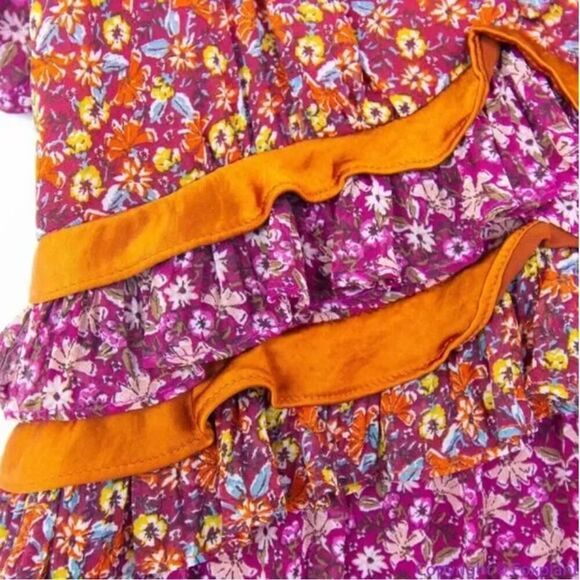 En Saison burgundy floral print fit‎ and flare midi dress, size XS - Picture 10 of 16